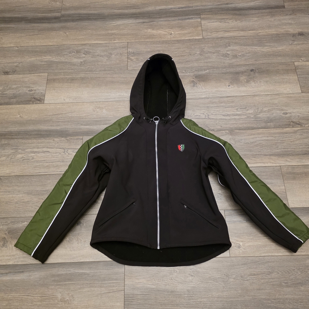 Corazzo Motorcycle Jacket Woman Large Armored Black Green Reflective Made USA